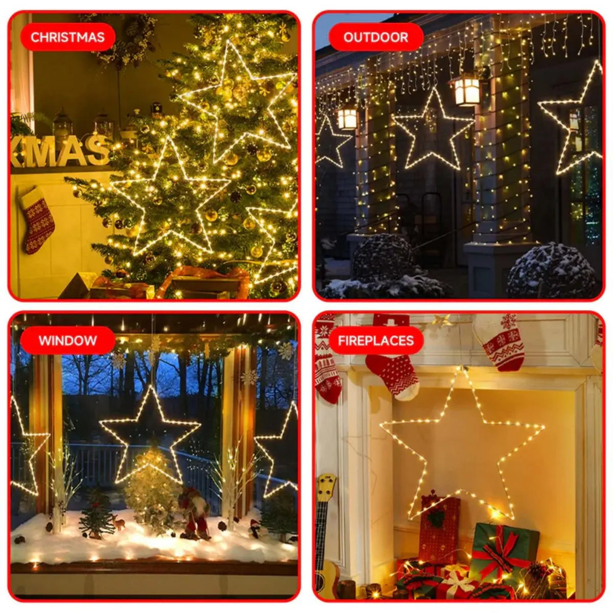 StellaLume Kerst Sterren Raamverlichting - buitenverlichting - gemonteerd