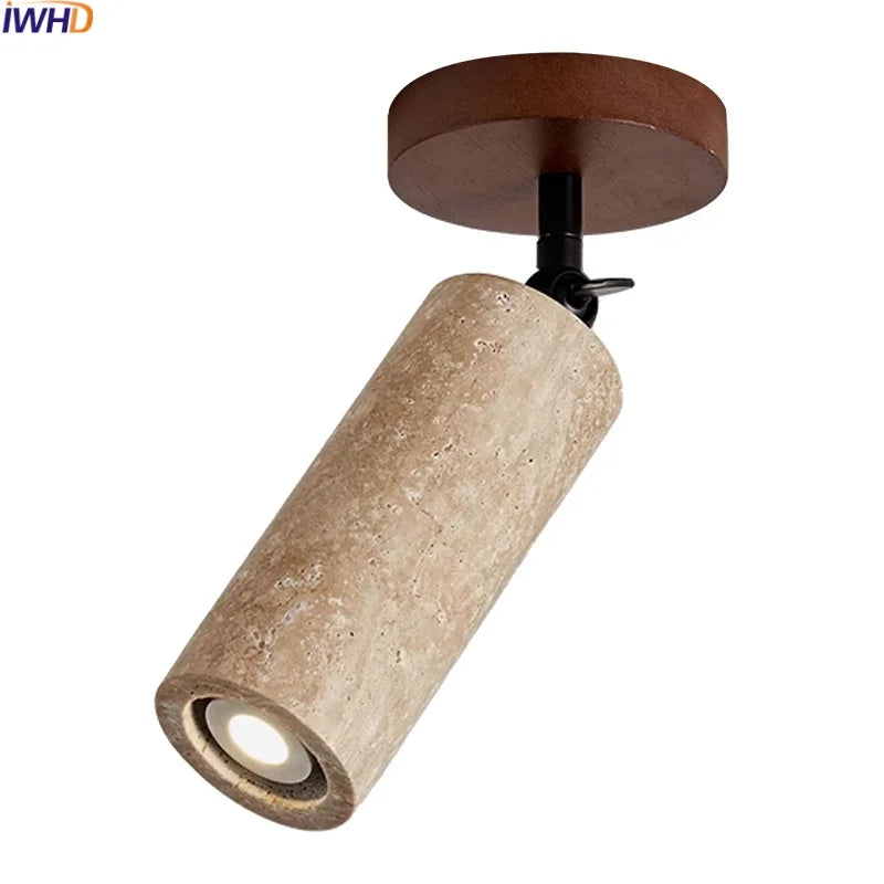 LumiSabi Travertin Natuursteen LED Plafondlamp – Moderne Wabi-Sabi Lamp - plafondlampen