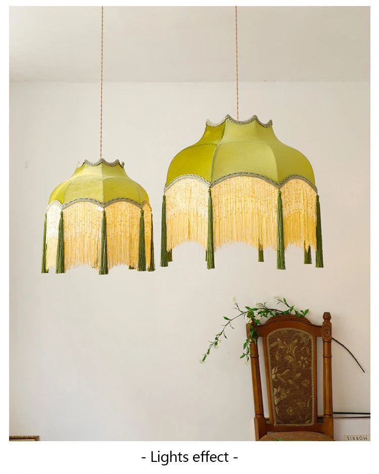 ChâteauLumière Franse Retro Koper & Stoffen Kwast Chandelier - hanglampen - detail