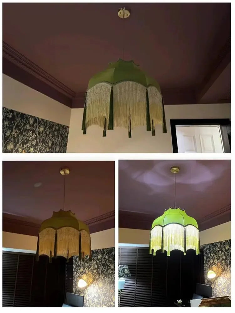 ChâteauLumière Franse Retro Koper & Stoffen Kwast Chandelier - hanglampen - gemonteerd