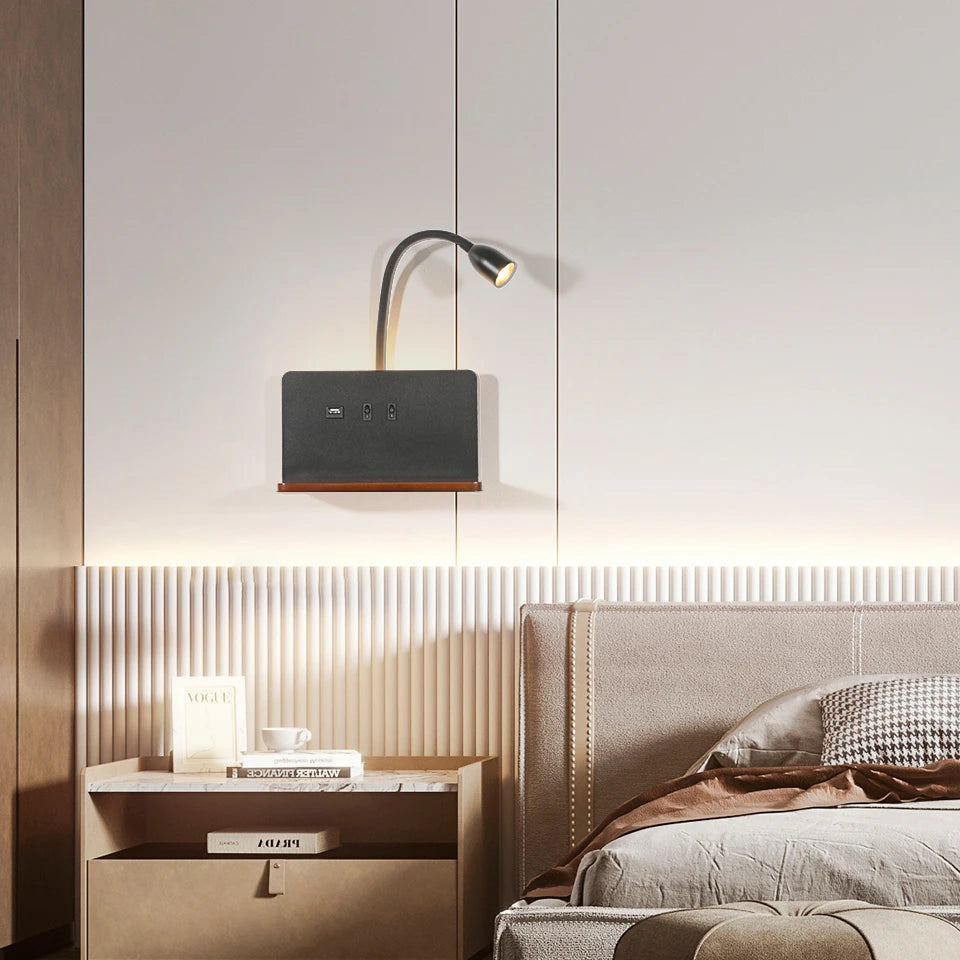 LumiCharge – Stijlvolle Wandlamp met Draadloos Opladen - wandlamp - in de kamer