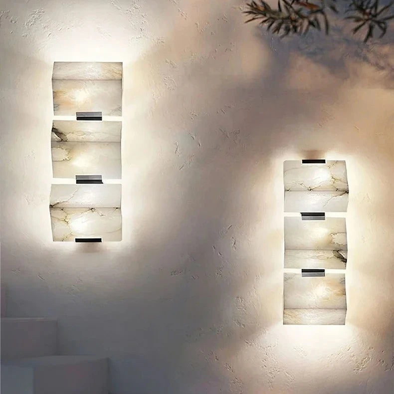 MarbleLuxe Nordic LED Wandlamp – Natuurlijke Marmeren Sfeerverlichting - wandlamp