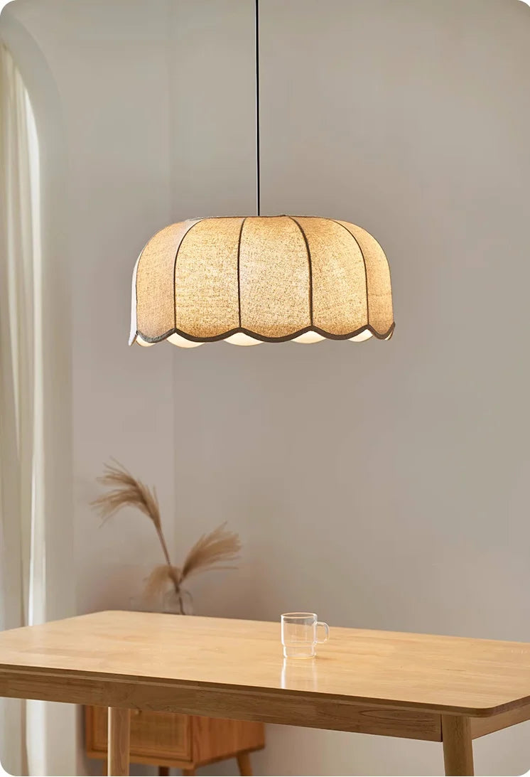 Nordic Wabi Glow – Minimalistische Wabi Sabi Linnen LED Hanglamp - hanglampen - detail
