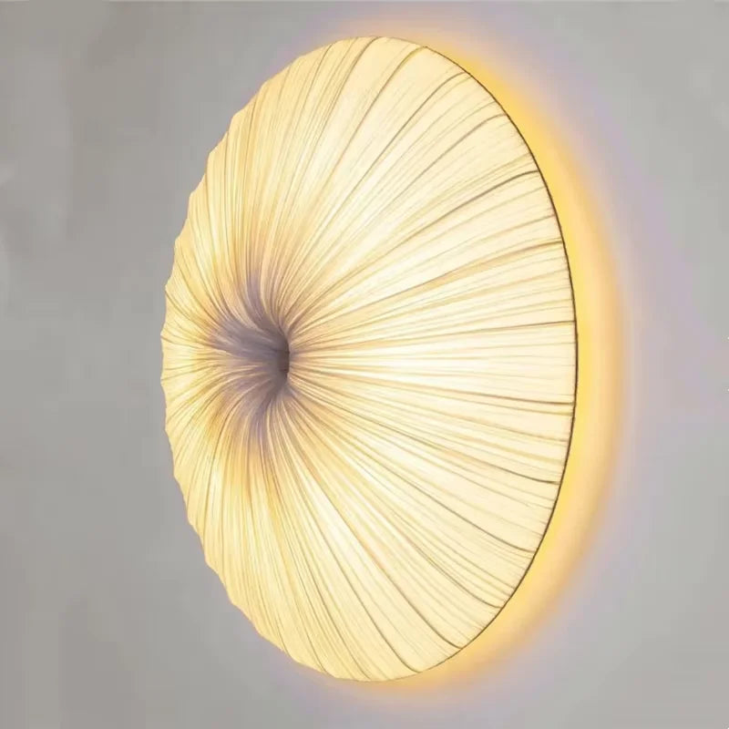 Wabi-Sabi Luxe Stoffen LED Plafondlamp – Minimalistische Rond Vliegende Schotel Hanglamp - hanglampen