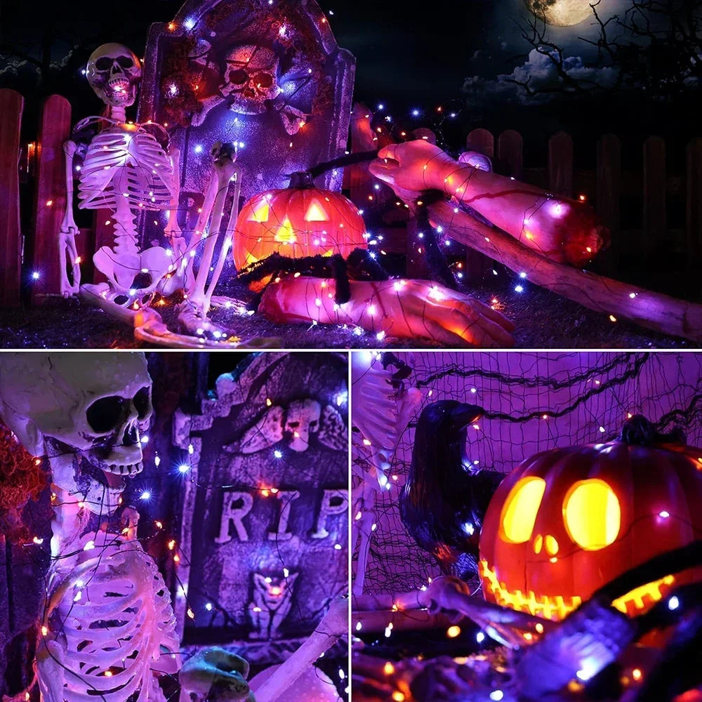 GLOWSPELL – Halloween LED Sfeerverlichting 100/200 LEDs met Zwarte Draad - buitenverlichting - materiaaldetail