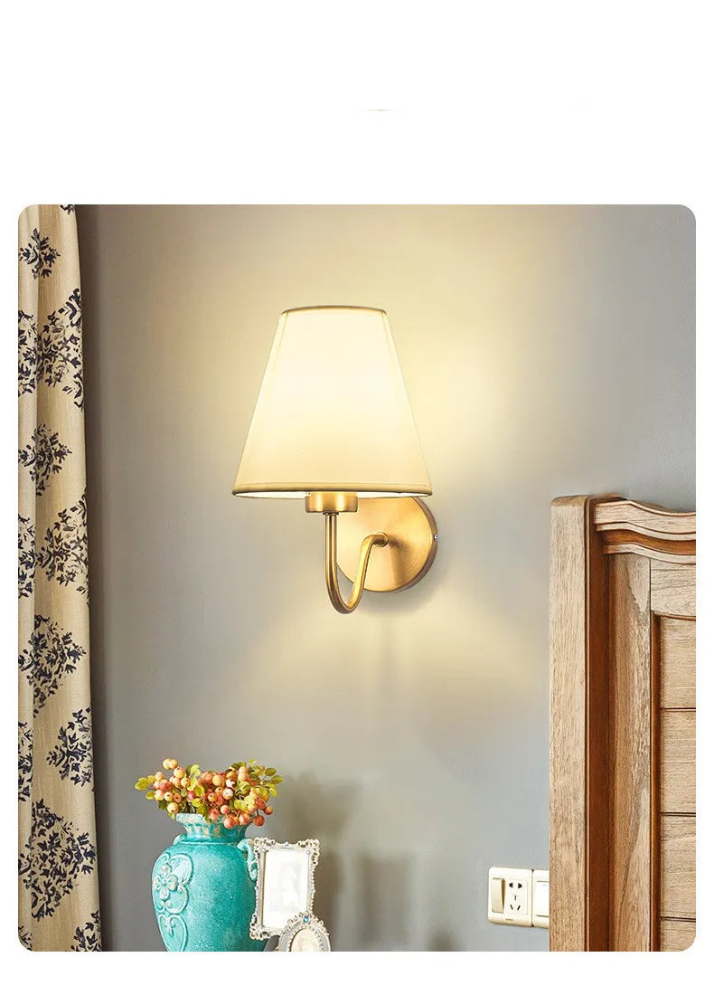 LumaFabrica – Nordic Wandlamp met Stoffen Lampenkap - wandlamp - close-up