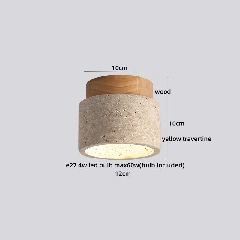 LumiSabi Travertin Natuursteen LED Plafondlamp – Moderne Wabi-Sabi Lamp - plafondlampen - in de kamer