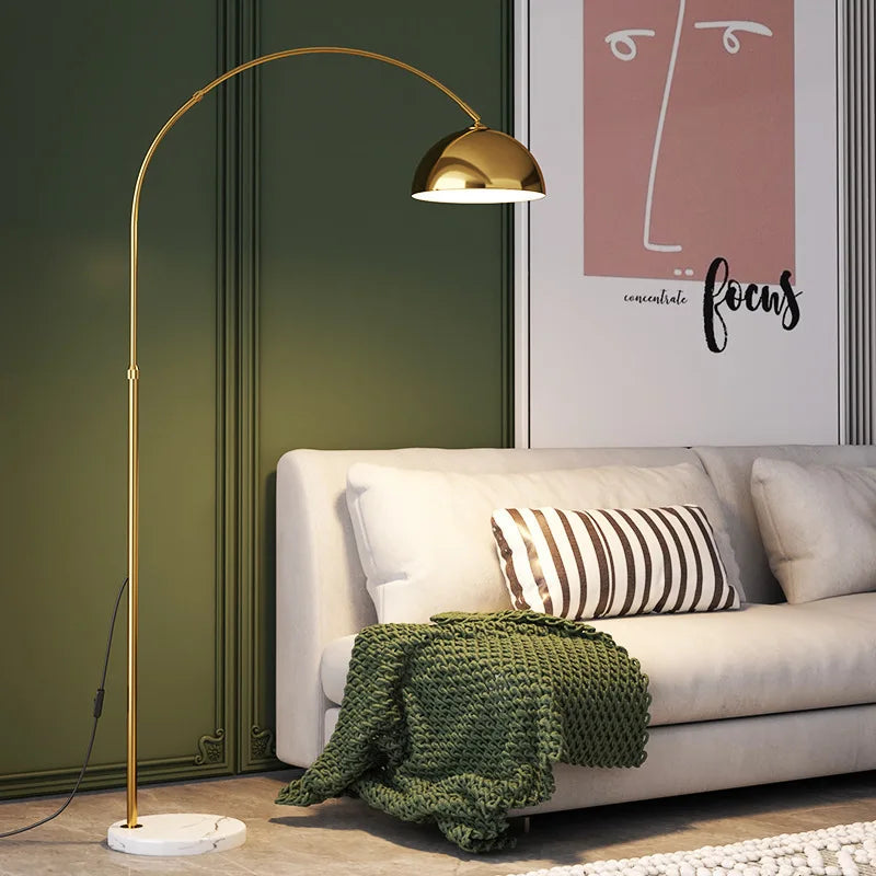 Nordic Arc Luxe Floor Lamp – Minimalist LED Standing Lamp with Marble Base