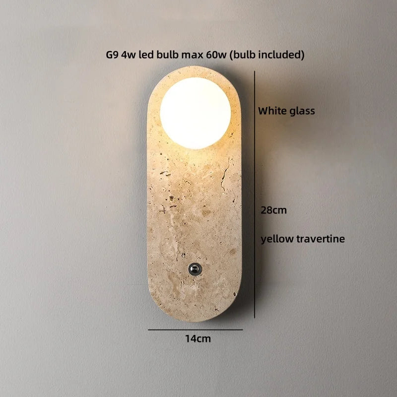 TerraLume Wabi-Sabi Travertin LED Wandlamp - wandlamp - detail
