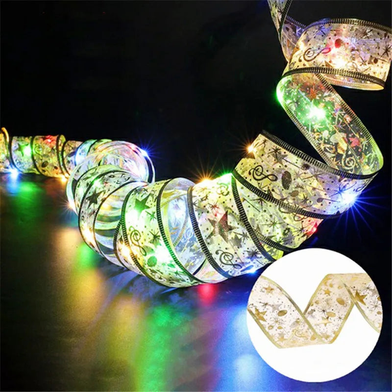 LumiRibbon Gouden Kerstlint Lichtslinger – 2M/5M/10M LED - buitenverlichting - gemonteerd
