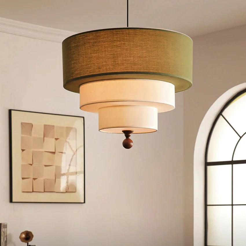 Boho Green Fabric Hanging Lamp