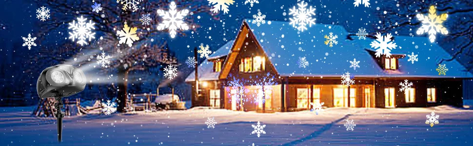 SNOWGLOW – LED Kerst Sneeuwval Projector met Dubbele Kop - buitenverlichting - gemonteerd