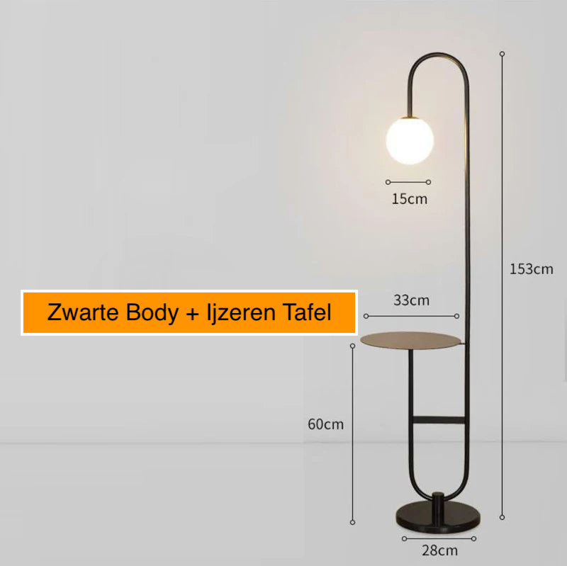 Nordic Luxe Vloerlamp met Marmeren Bijzettafel - vloerlamp - materiaaldetail