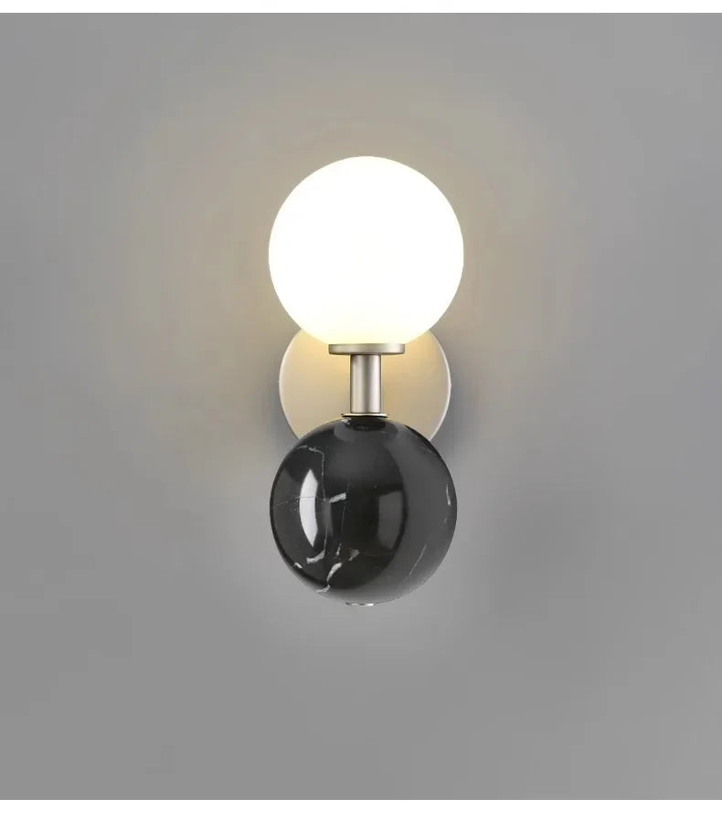 Nordic Marble Glow – Luxe LED Wandlamp van Marmer - wandlamp - detail