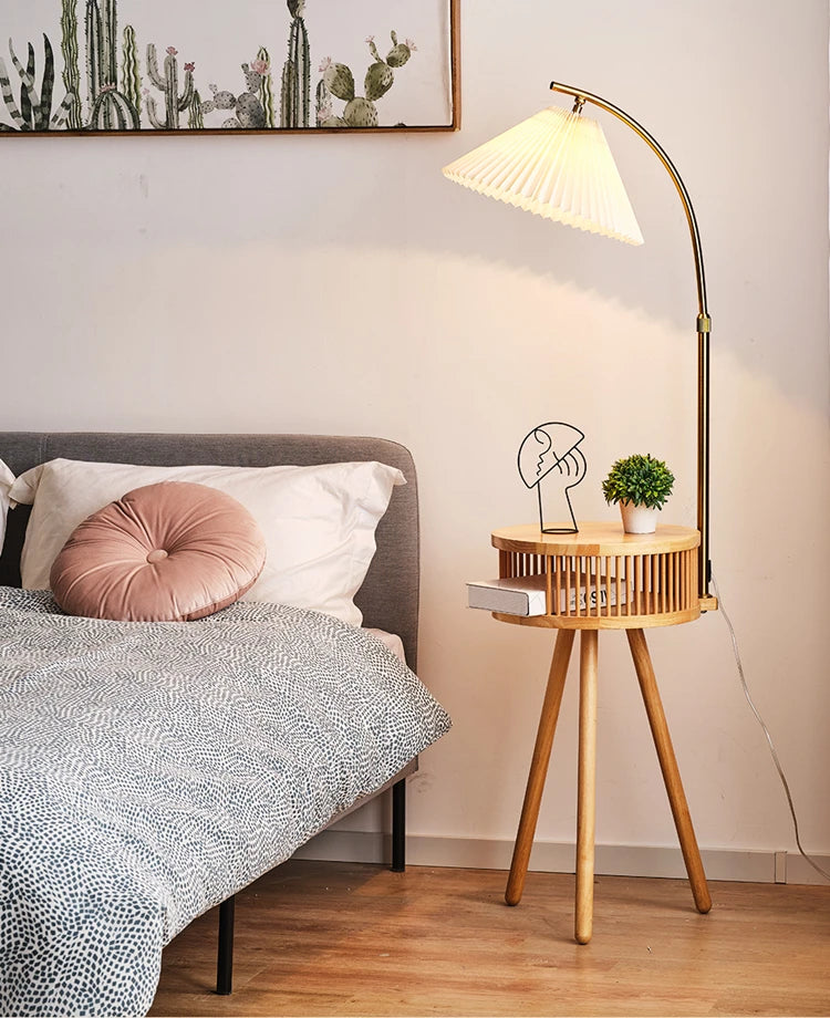 Scandinavische Houten Driepoot Vloerlamp - vloerlamp