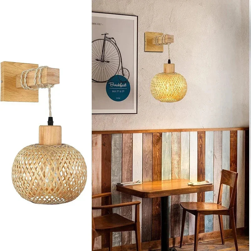 BAMBULUX Bamboe Wandlamp - wandlamp - zijaanzicht