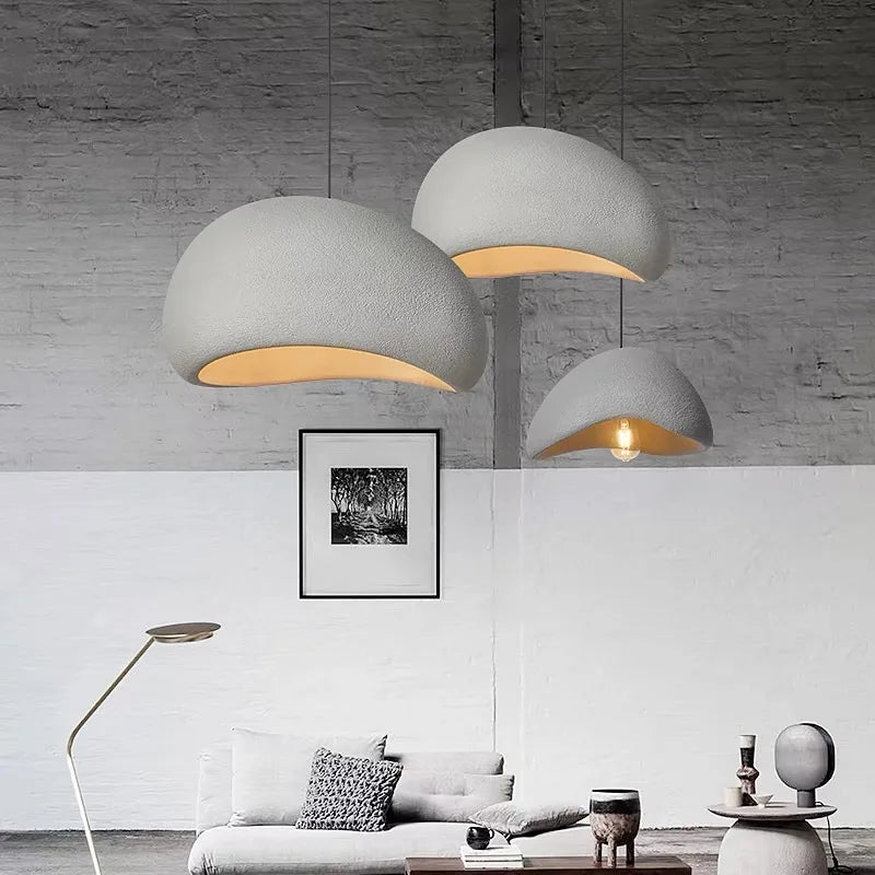 WabiGlow – Moderne Wabi Sabi LED Hanglamp voor Woonkamer, Eetkamer & Slaapkamer - hanglampen - sfeerbeeld