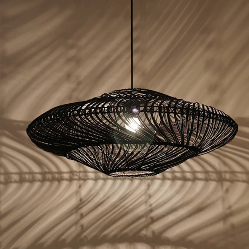 ZenRattan – Japanse Wabi-Sabi LED Hanglamp - plafondlamp - close-up