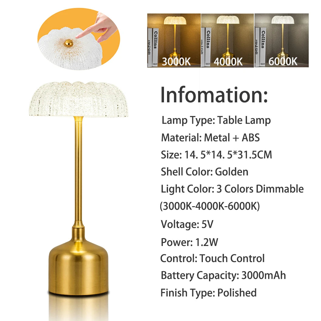 LumiVintage 3000 – Retro LED Tafellamp met Touchbediening en 3000mAh Oplaadbare Batterij - tafellampen - gemonteerd