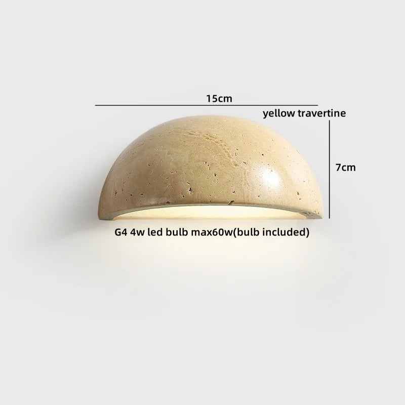 TerraLume Wabi-Sabi Travertin LED Wandlamp - wandlamp - gemonteerd