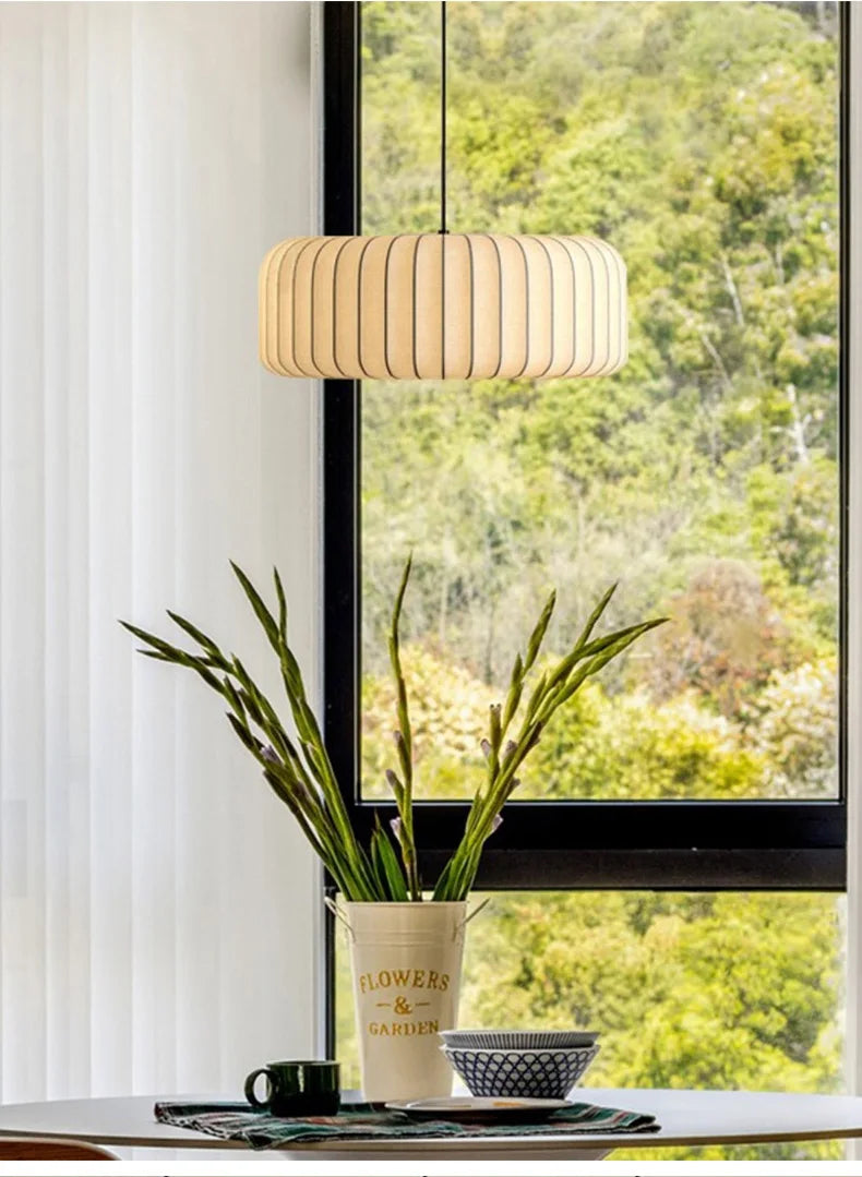 Modern Japanese Wabi Sabi Zijdehanglamp - plafondlampen - zijaanzicht