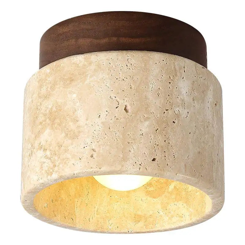 Wabi Sabi Travertin Plafondlamp - plafondlamp - close-up