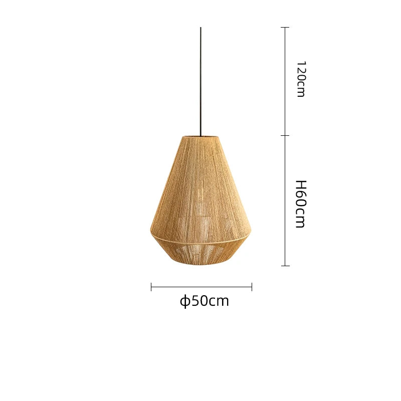 BonLumi Naturé – Retro Bonbon Hanglamp van Henneptouw en Rotan - hanglampen - in de kamer