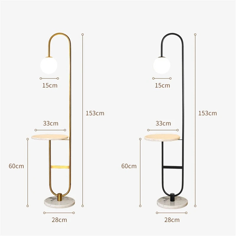 Nordic Luxe Vloerlamp met Marmeren Bijzettafel - vloerlamp - detail