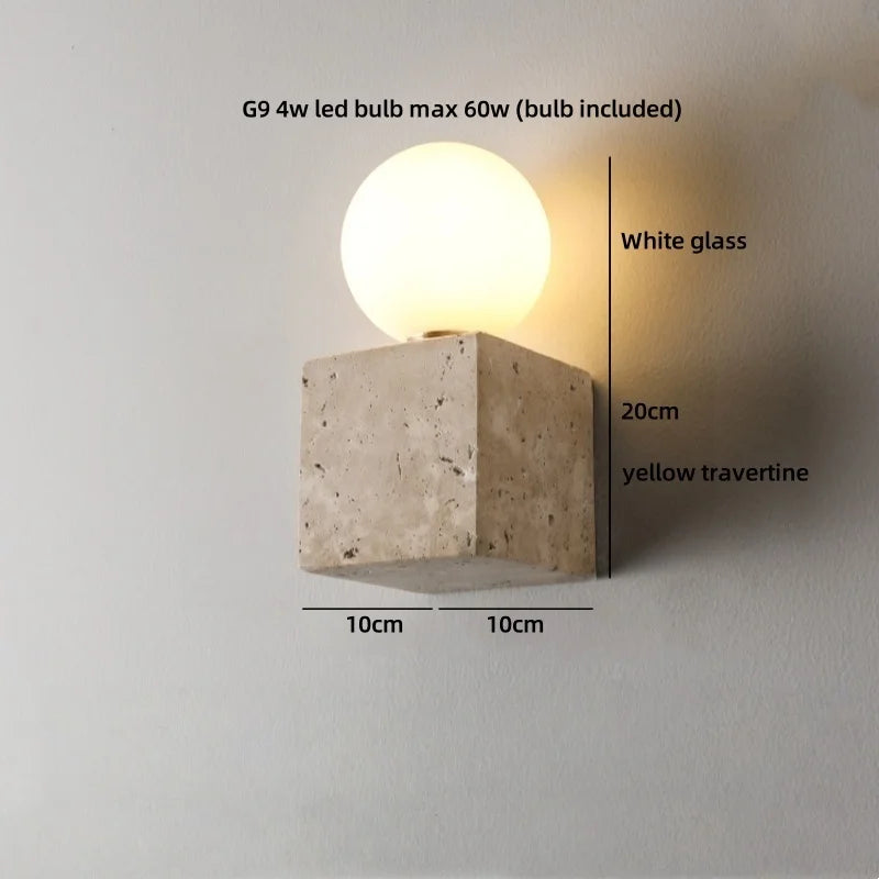 TerraLume Wabi-Sabi Travertin LED Wandlamp - wandlamp - in de kamer