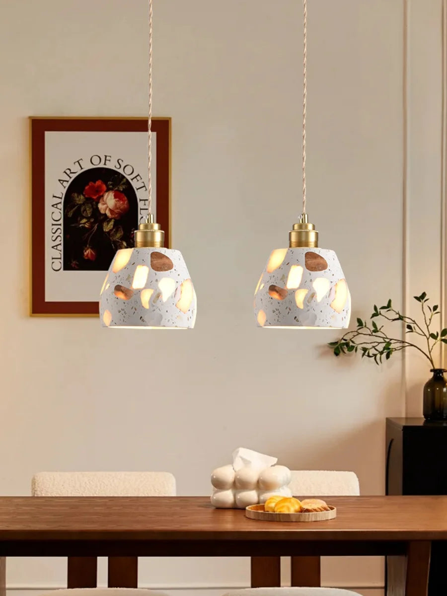 TerraLume LED Hanglamp – Moderne Terrazzo & Koper Designlamp - hanglampen - close-up