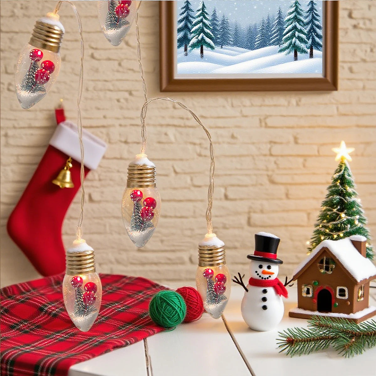 FrostGlobe LED Sneeuwbol Lichtslinger – Met Kerstboom & Rode Besjes - buitenverlichting - afmetingen
