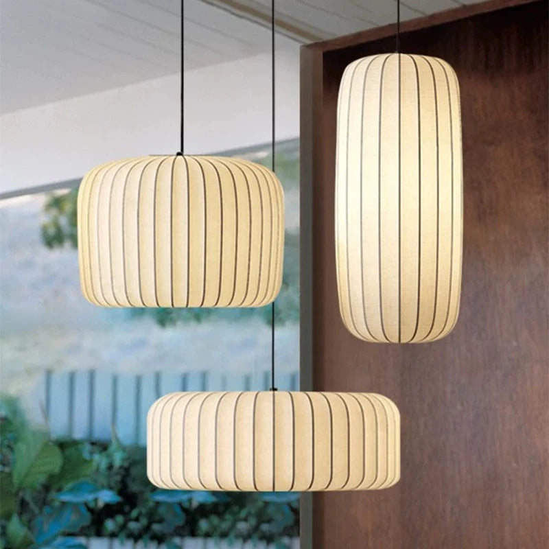 Modern Japanese Wabi Sabi Zijdehanglamp - plafondlampen - zijaanzicht