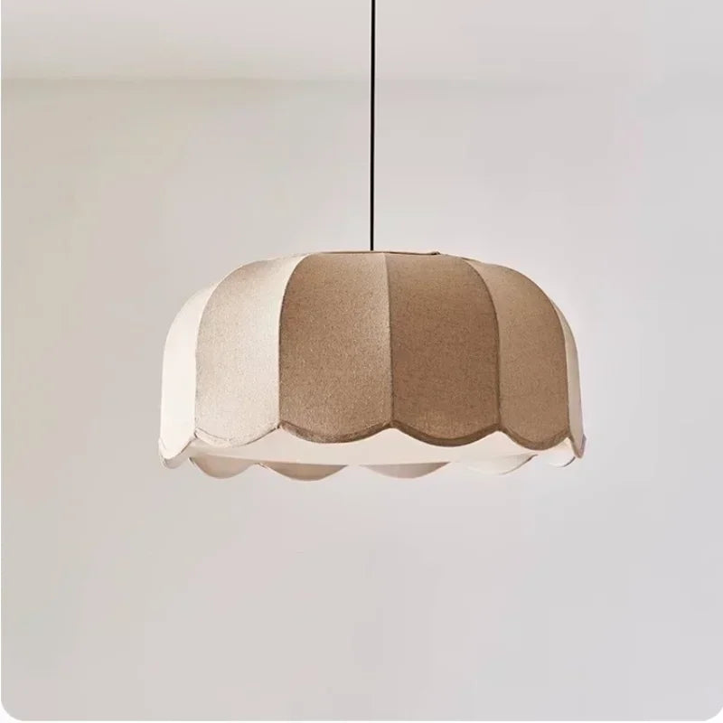 Nordic Wabi Glow – Minimalistische Wabi Sabi Linnen LED Hanglamp - hanglampen - sfeerbeeld