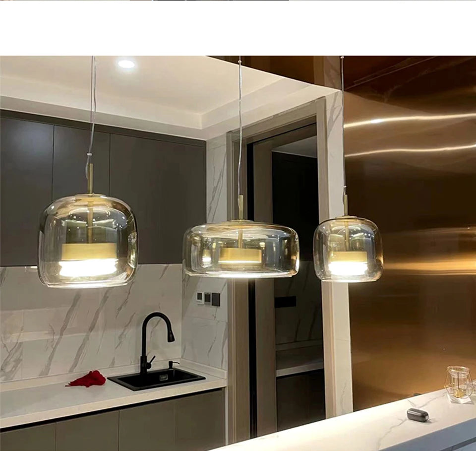 LumiGlow – Elegante Glassteen Hanglamp met LED-verlichting - hanglampen