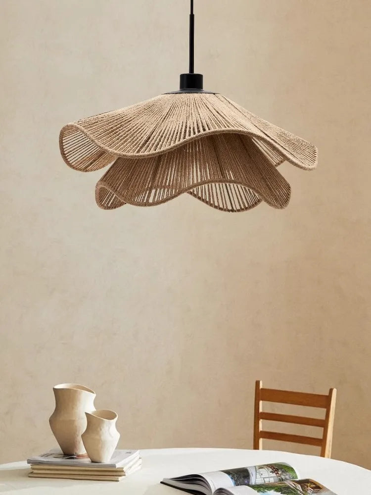 WabiRope Aura: Scandinavian Wabi Sabi Hemp Rope Pendant Lamp