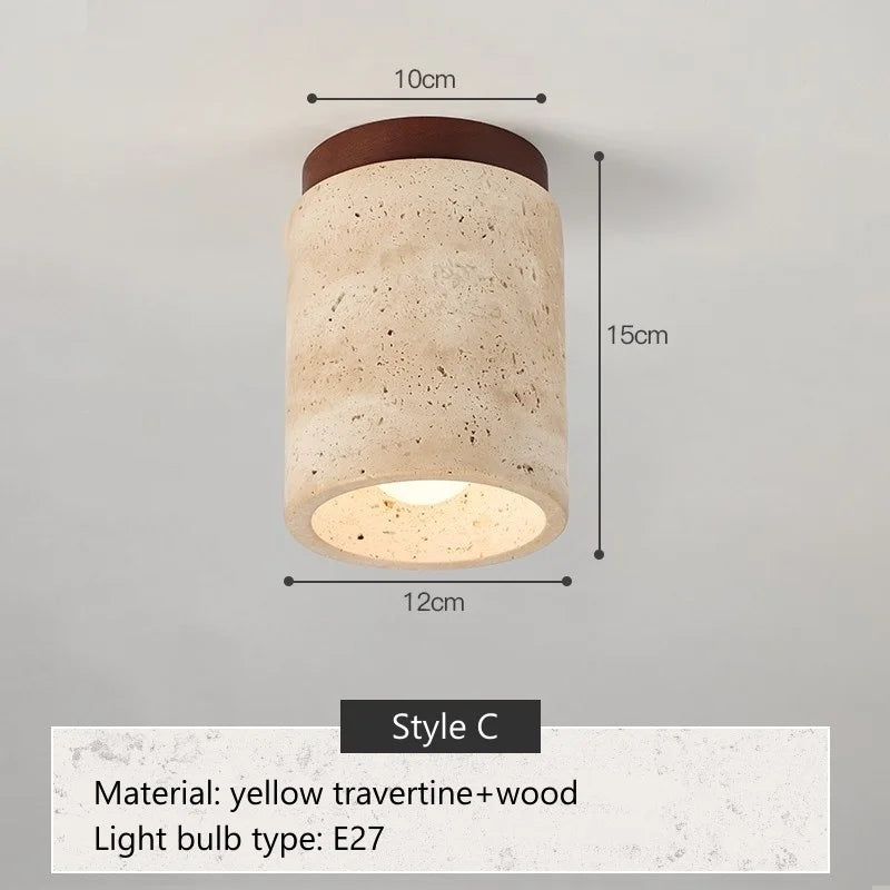 Wabi Sabi Travertin Plafondlamp - plafondlamp - verlicht
