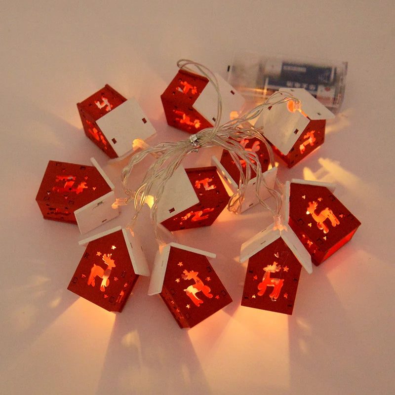 NordiHaus Wooden Christmas House LED String Light