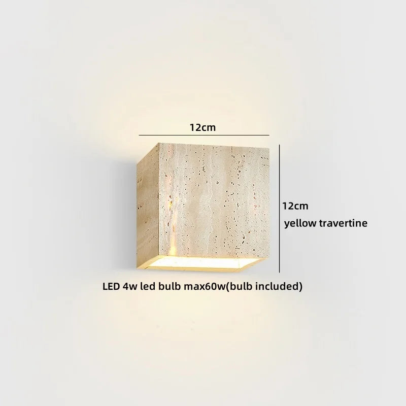 TerraLume Wabi-Sabi Travertin LED Wandlamp - wandlamp - materiaaldetail