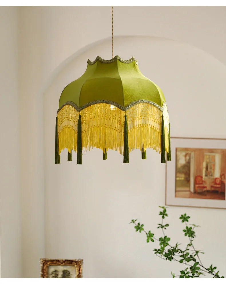 ChâteauLumière Franse Retro Koper & Stoffen Kwast Chandelier - hanglampen - afmetingen
