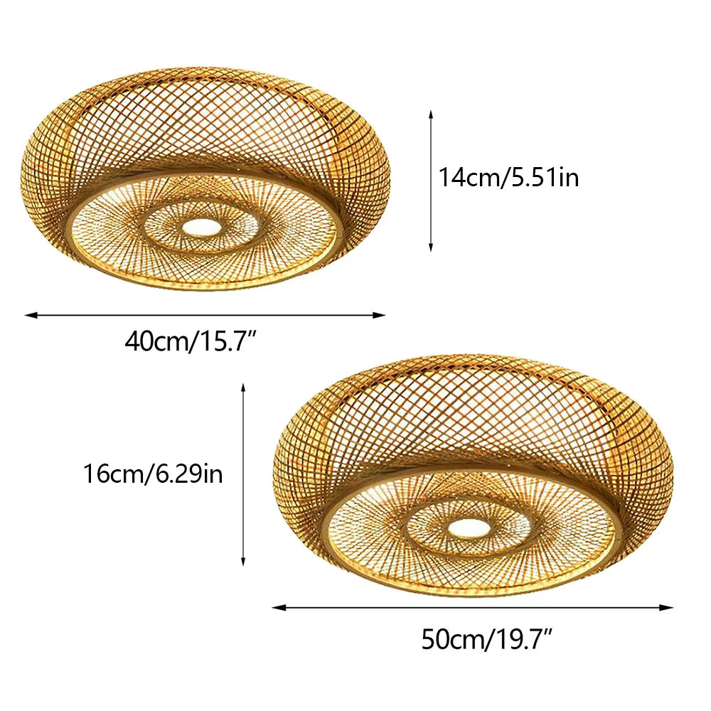 LumaBambu: Modern Bamboo Ceiling Lamp Flush-Mount