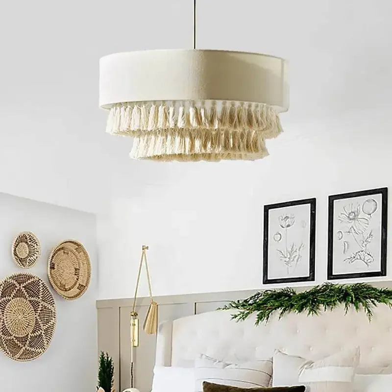 SabiGlow – Boheemse Wabi Sabi Stoffen Hanglamp - hanglampen - detail