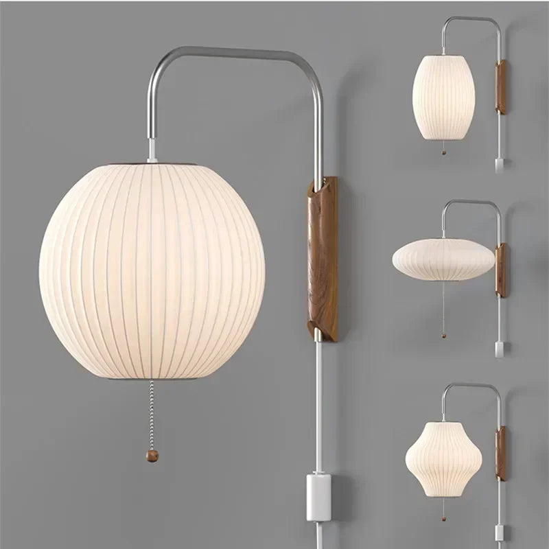 SakuraSilk – Japanse Handgeweven Zijde Wandlamp - wandlamp & tafellamp - sfeerbeeld