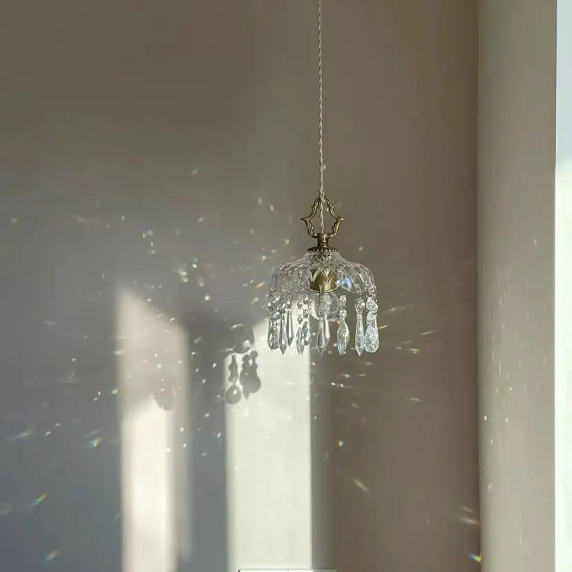 Franse Retro Glazen Hanglamp - hanglampen - gemonteerd
