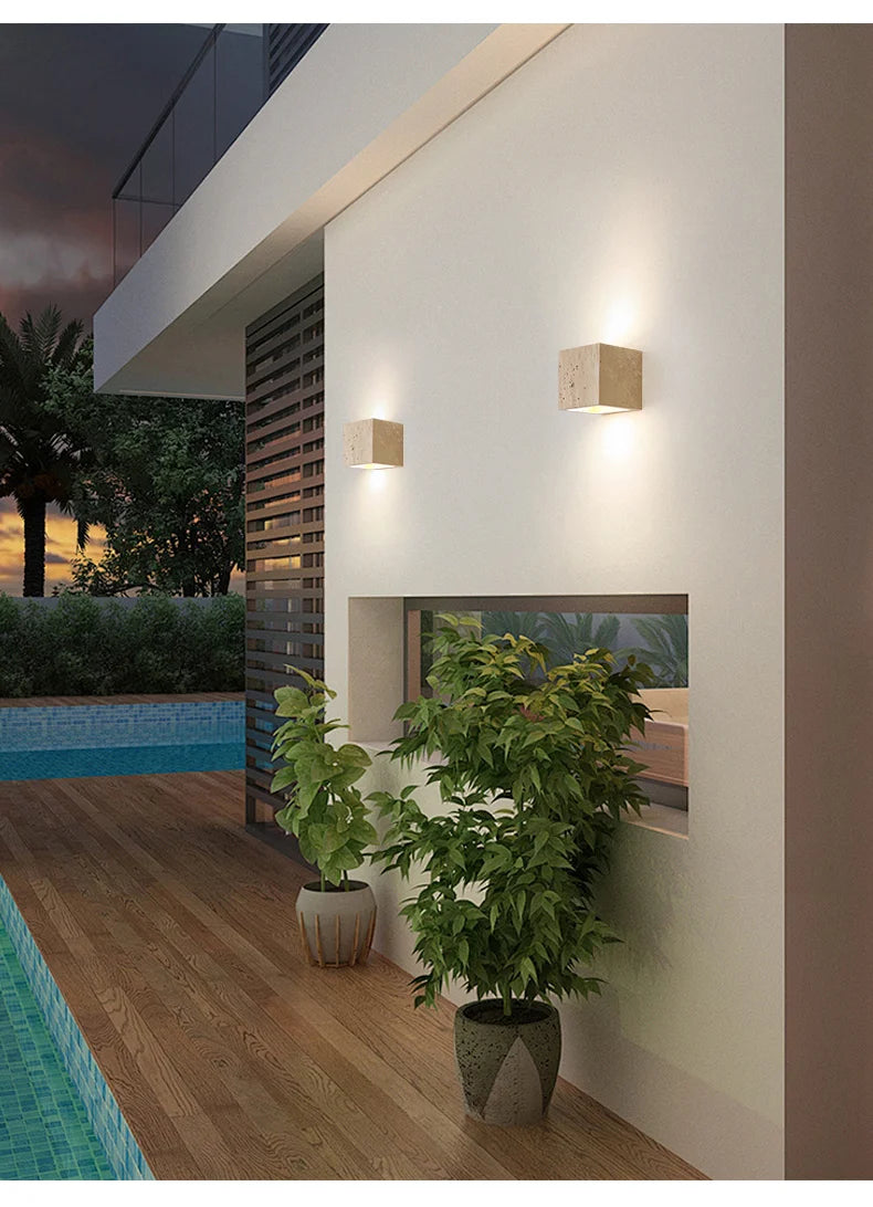 StoneBloc Buitenwandlamp – Natuurlijke Steenlook Wandlamp voor Tuin, Hal & Badkamer - buitenverlichting - gemonteerd