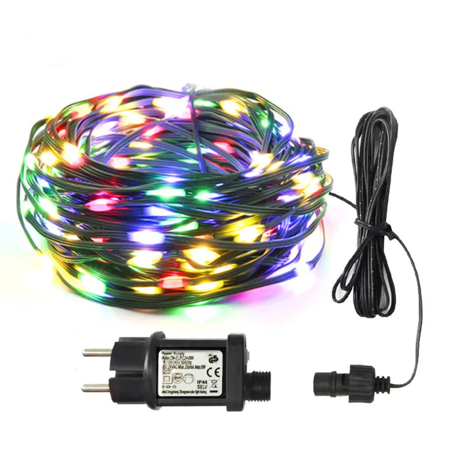 GLOWLINE – 10M-100M Waterdichte LED Lichtslinger met 8 Modi - buitenverlichting - sfeerbeeld