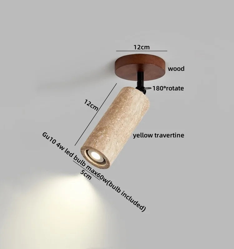 LumiSabi Travertin Natuursteen LED Plafondlamp – Moderne Wabi-Sabi Lamp - plafondlampen - close-up