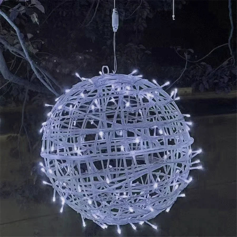 Christmas LED Rattan Ball Garland – Warm Festive Lights & Outdoor Fairy Garden Christmas Lights