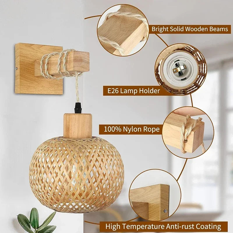 BAMBULUX Bamboe Wandlamp - wandlamp - in de kamer