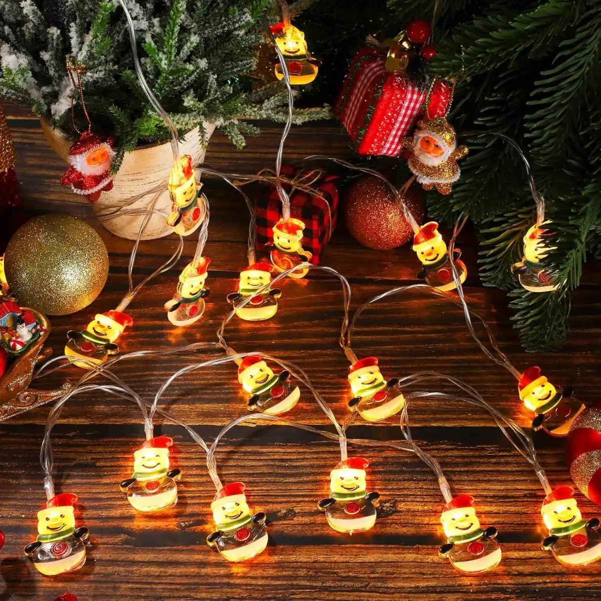 LumiJoy Kerst LED Slinger – Kerstboom, Sneeuwpop & Kerstman Lichtsnoer - buitenverlichting - zijaanzicht
