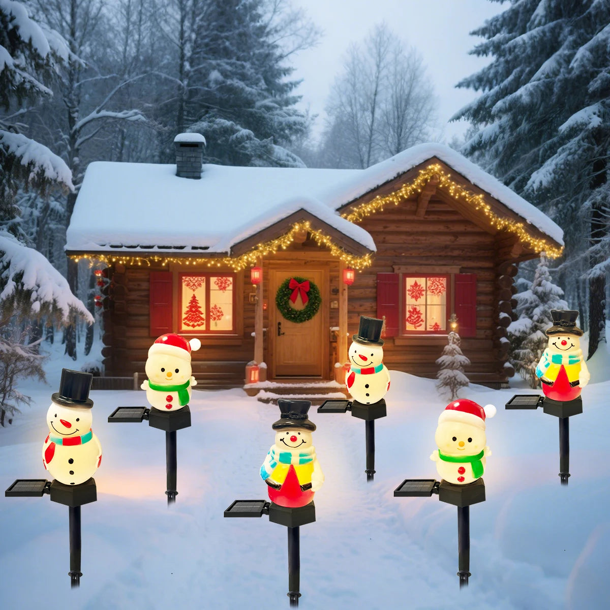 SnowGlow Kerst Sneeuwpop Solar LED Padverlichting - buitenverlichting - detail